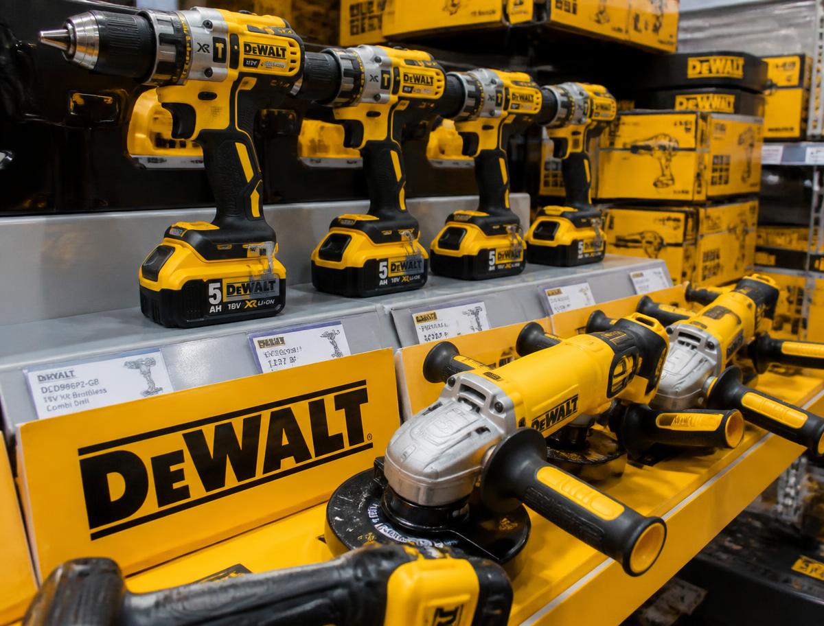 Ηλεκτρικά εργαλεία DeWalt σε ράφι καταστήματος